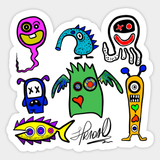 aliens doodles art Sticker